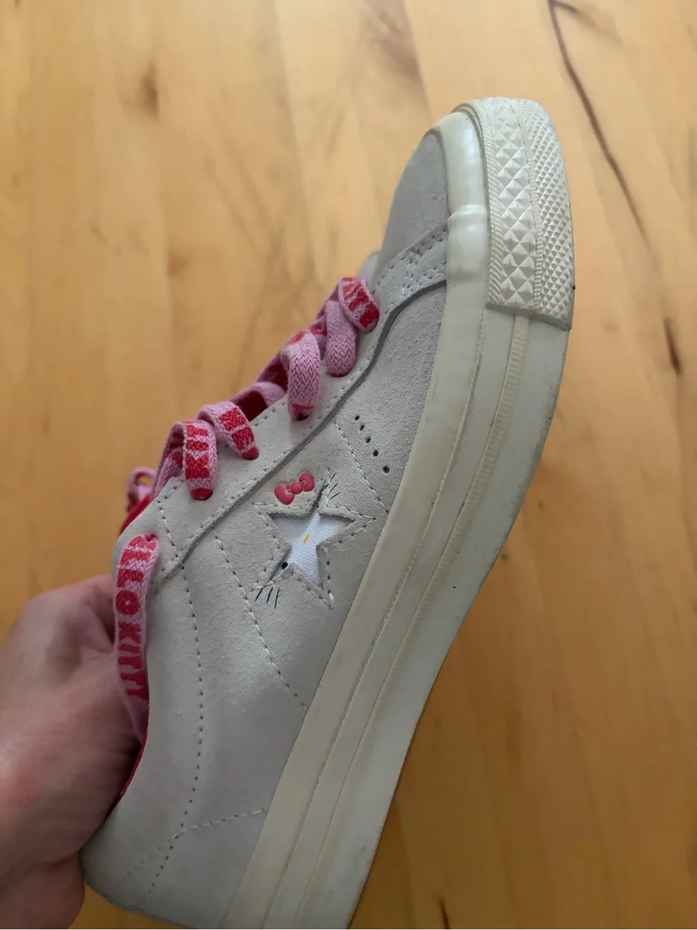 Converse Kids White Sneakers with Pink Accents